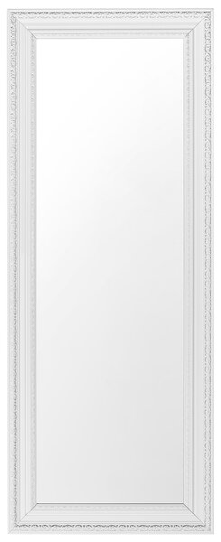 Nástenné zrkadlo biele a strieborné 50 x 130 cm obdĺžnikové moderné do obývacej izby a spálne