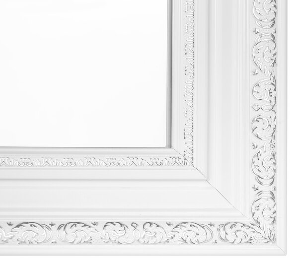 Nástenné zrkadlo biele a strieborné 50 x 130 cm obdĺžnikové moderné do obývacej izby a spálne