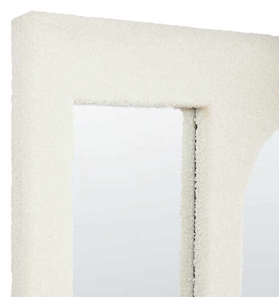 Nástenné zrkadlo krémová biela MDF buklé čalúnenie sklo 70 x 100 cm obdĺžnikový tvar závesné moderný štýl