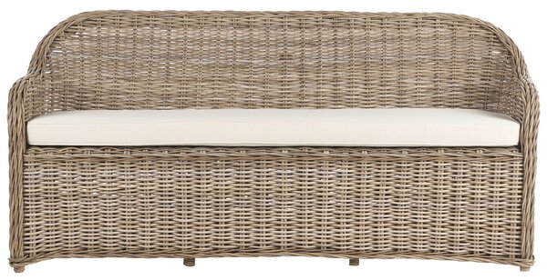Záhradná lavička prírodná ratanová krémovobiely podsedák 189 cm interiér exteriér boho štýl záhrada terasa balkón