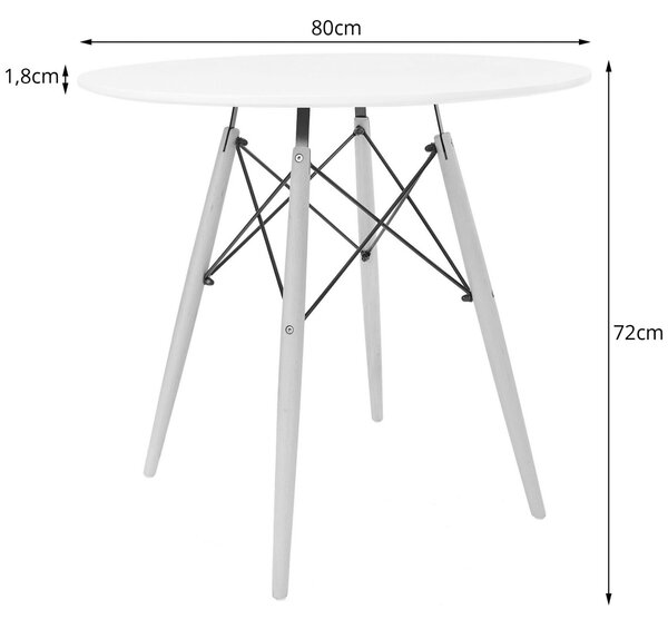 Jedálenský stôl 80 cm čierny s hnedými nohami