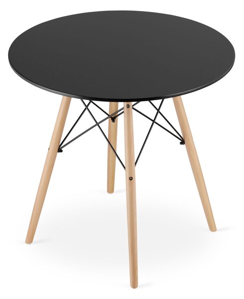 Jedálenský stôl 80 cm čierny s hnedými nohami