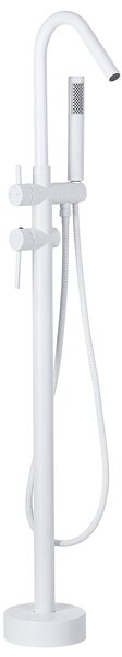 Kúpeľňová vaňová batéria 118 cm biela matná voľne stojaca s ručnou sprchou moderná