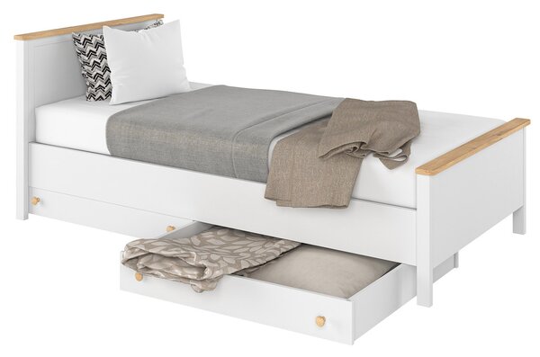 Nábytok do študentskej izby s posteľou 90x200 MABARUMA - biely / dub nash