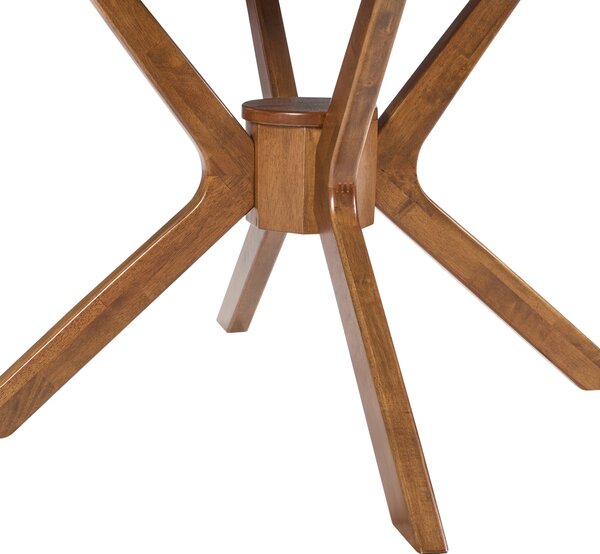 Rozkladací jedálenský stôl tmavý dub MDF kaučukové drevo 110-140 x 110 cm okrúhly retro dizajn obývacia izba jedáleň