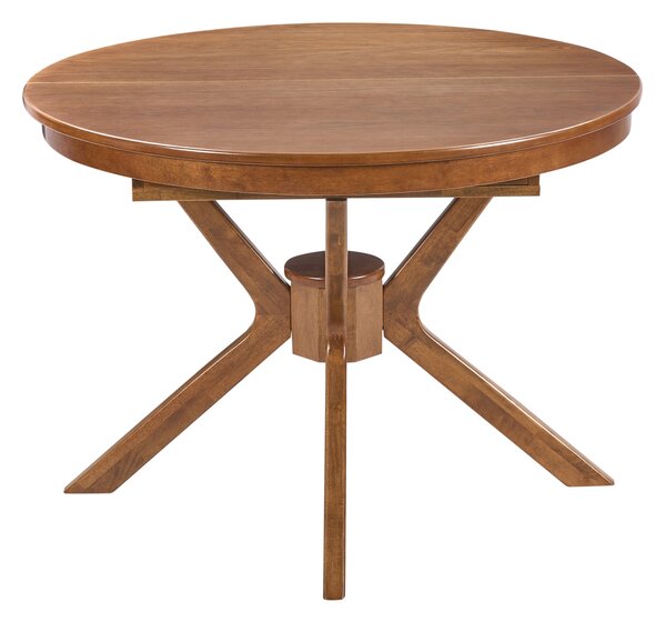 Rozkladací jedálenský stôl tmavý dub MDF kaučukové drevo 110-140 x 110 cm okrúhly retro dizajn obývacia izba jedáleň
