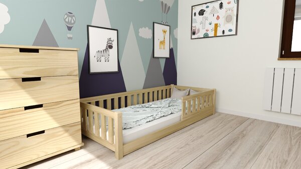 Detská Montessori posteľ PINELO 90 x 200 cm, borovica Rošt: Bez roštu, Matrac: Bez matraca