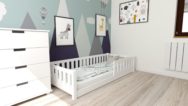 Detská Montessori posteľ PINELO 90 x 200 cm, biela Rošt: Bez roštu, Matrac: Bez matraca