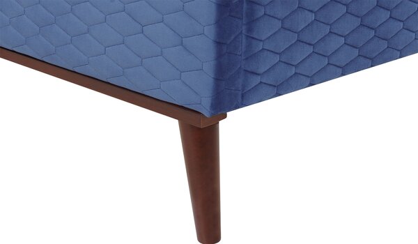 Posteľ modrá zamatová s rámom 180 x 200 cm s čelom jednolôžko moderný retro štýl