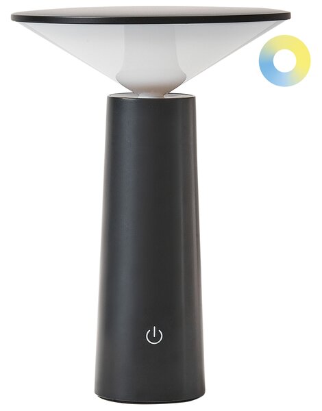 Stolná lampa čierna železo s dotykovým vypínačom nabíjanie cez USB kábel bezdrôtová moderný štýl interiér exteriér