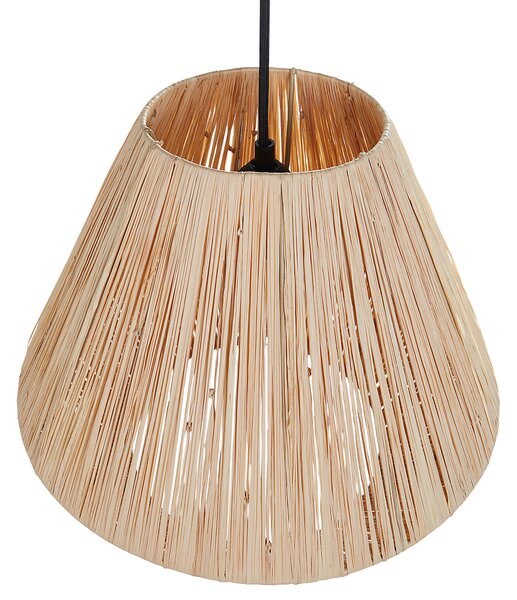 Závesná lampa prírodná slamené tienidlo čierna kovová objímka na žiarovku boho stropné svietidlo spálňa obývačka