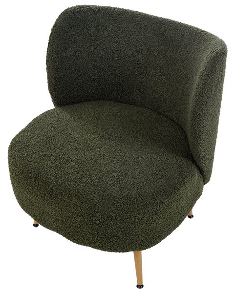 Kreslo tmavozelené buklé čalúnenie svetlé drevené nohy zaoblené operadlo retro glamour art deco štýl obývačka spálňa