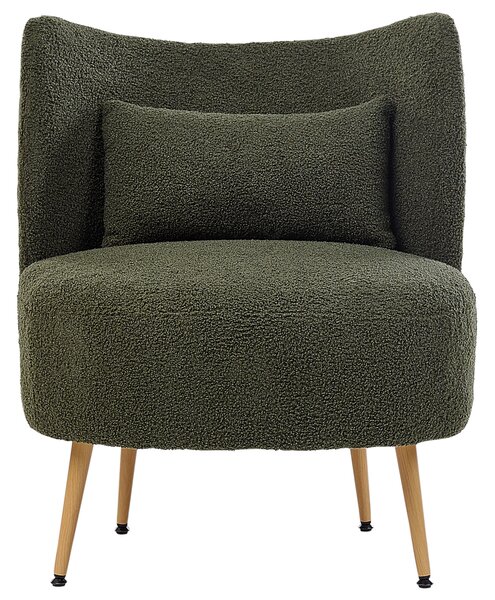 Kreslo tmavozelené buklé čalúnenie svetlé drevené nohy zaoblené operadlo retro glamour art deco štýl obývačka spálňa