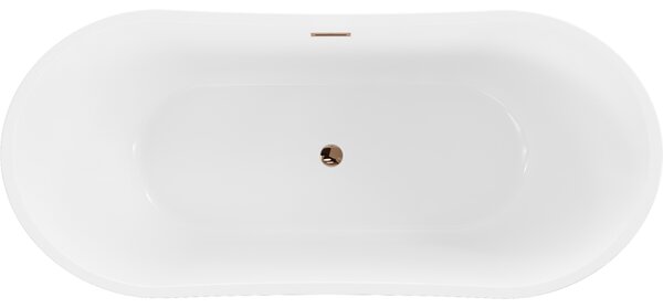 Mexen Montana, voľne stojaca vaňa 150 x 75 cm, biela, ružové zlato prepad, 52011507500-60