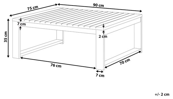 Záhradný konferenčný stolík mahagónová hnedá akáciové drevo 90 x 75 cm vonkajší balkón terasa moderný dizajn