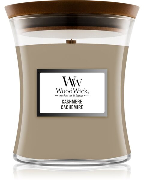 Woodwick Cashmere vonná sviečka s dreveným knotom 275 g