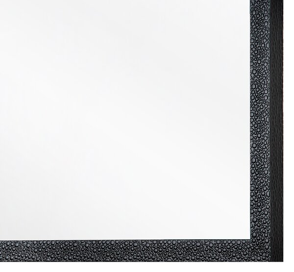 Nástenné zrkadlo čierna syntetický materiál sklo 60 x 90 cm obdĺžnikový tvar vzorovaný rám moderný štýl kúpeľňa