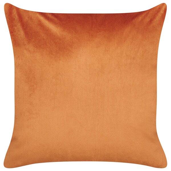 Sada 2 dekoratívnych vankúšov oranžová zlatá zamatová 45 x 45 cm potlač listov elegantný dizajn