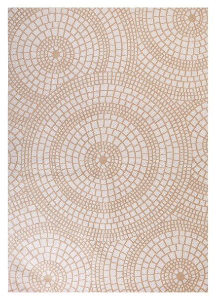 Koberec béžový a biely jutový 160 x 230 cm obdĺžnikový s geometrickým vzorom s krátkym vlasom boho štýl spálňa obývacia izba