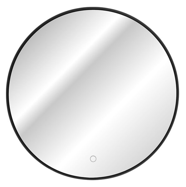 Comad Závesné zrkadlo s LED osvetlením Luna ⌀60 cm, čierna