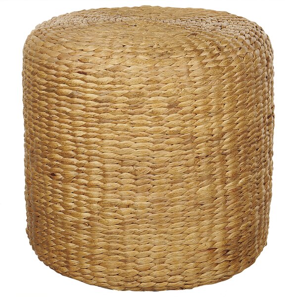 Puf prírodný svetlý z vodného hyacintu 40 cm polystyrénová výplň okrúhla taburetka v boho štýle