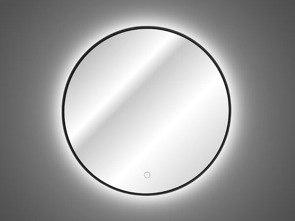Comad Závesné zrkadlo s LED osvetlením Luna ⌀60 cm, čierna