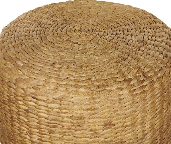 Puf prírodný svetlý z vodného hyacintu 40 cm polystyrénová výplň okrúhla taburetka v boho štýle