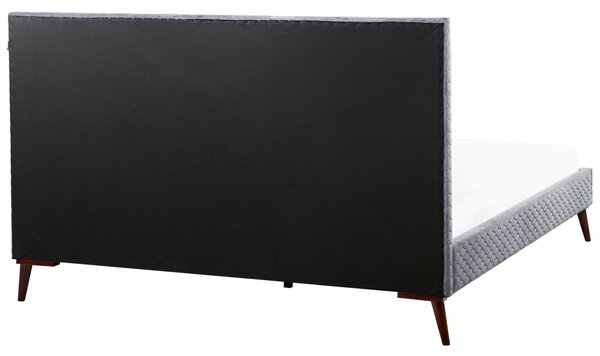 Posteľ sivá zamatová 180 x 200 cm čalúnený rám postele s čelom moderný štýl spálňa