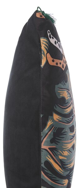 Sada 2 dekoratívnych vankúšov čierna viacfarebná polyester 45 x 45 cm štvorcový tvar zvierací vzor motív leoparda so strapcami glamour štýl