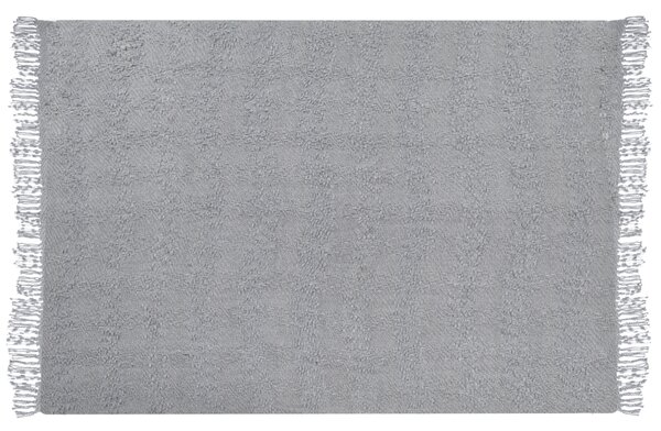 Deka sivá z bavlny a akrylu 150 x 200 cm pletená prikrývka na posteľ so strapcami