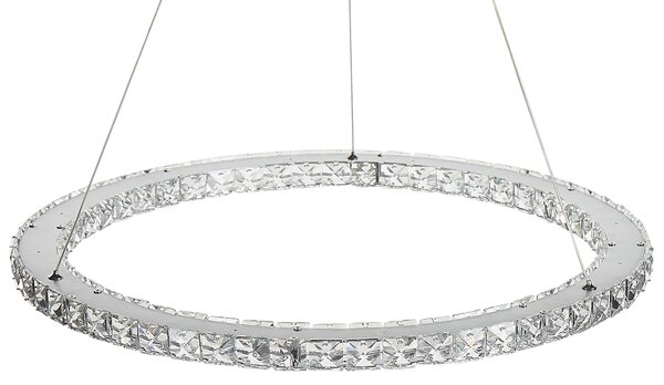 Závesná lampa strieborná krištáľová oceľová integrované LED svetlo okrúhle závesné svietidlo elegantný moderný dizajn