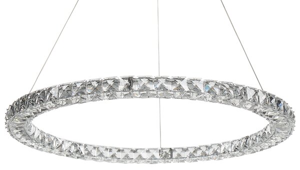 Závesná lampa strieborná krištáľová oceľová integrované LED svetlo okrúhle závesné svietidlo elegantný moderný dizajn