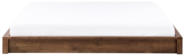 Posteľ tmavohnedá drevená 160 x 200 cm bez čela nízka konštrukcia minimalistický dizajn spálňa