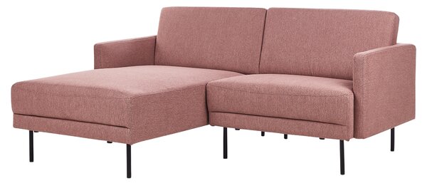 Rohová pohovka ružová polyesterové čalúnenie 2-miestna kovové nohy vystužené operadlo minimalistická moderná