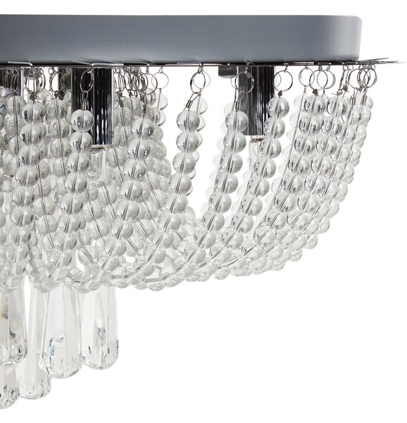 Luster strieborný železný závesná lampa s krištáľmi chrómovaný povrch glamour štýl obývacia izba jedáleň