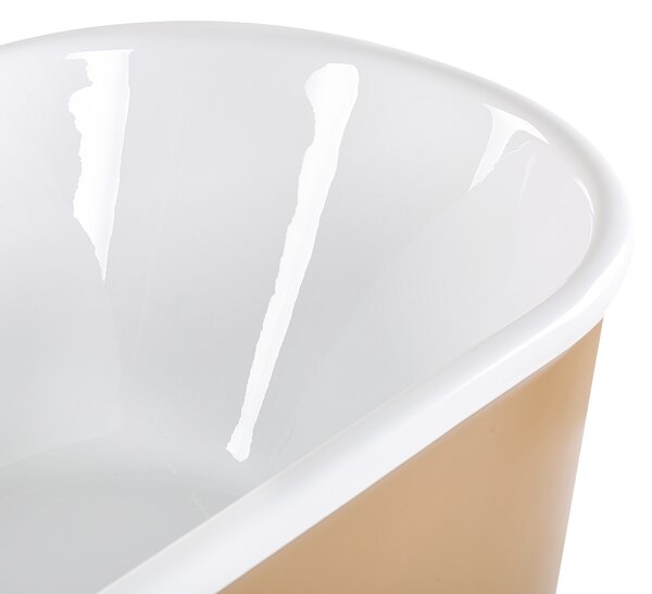 Voľne stojaca vaňa zlatá akrylát 170 x 80 cm lesklá povrchová úprava oválny tvar pre 1 osobu minimalistický dizajn moderný štýl kúpeľňa