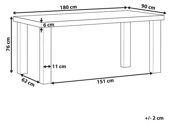 Záhradný jedálenský stôl sivý betónový 180 x 90 cm pre 6 osôb moderný industriálny štýl