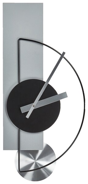 Nástenné hodiny sivé oceľové kovové 31 x 63 cm moderný minimalistický dizajn bez číslic doplnky do obývacej izby