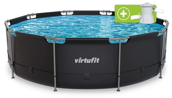 Kruhový bazén VirtuFit Ø 366 x 100 cm, antracitová farba, vrátane filtračného čerpadla
