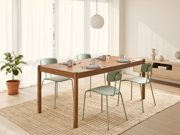 Jedálenský stôl dyha tmavý dub MDF nohy z brestového dreva 180 x 90 cm obdĺžniková dyhovaná doska tradičný štýl jedáleň kuchyňa