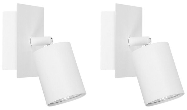 Sada 2 kovových nástenných svietidiel biela 12 cm nastaviteľné tienidlá nástenná lampa glamour industriálny dizajn