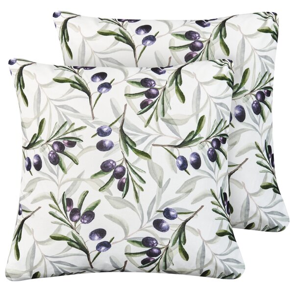 Sada 2 vonkajších dekoratívnych vankúšov viacfarebná polyester 45 x 45 cm vzor listov záhradné doplnky