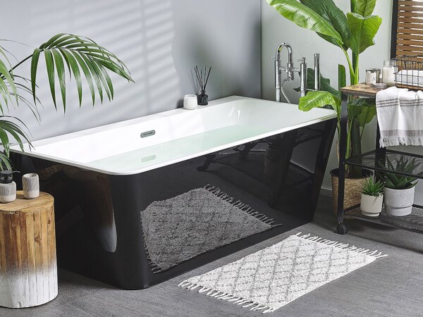 Vaňa čierna sanitárny akrylát 170 x 80 cm oválna pre jednu osobu minimalistický dizajn