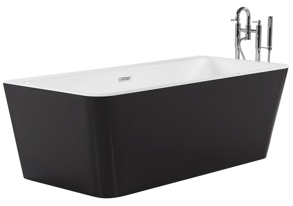 Vaňa čierna sanitárny akrylát 170 x 80 cm oválna pre jednu osobu minimalistický dizajn