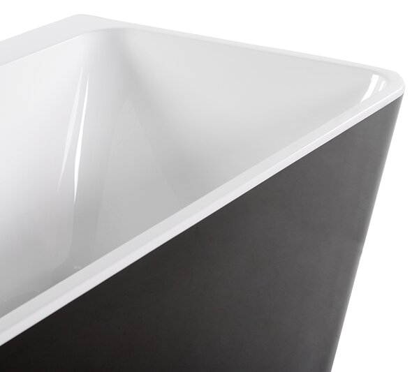 Vaňa čierna sanitárny akrylát 170 x 80 cm oválna pre jednu osobu minimalistický dizajn