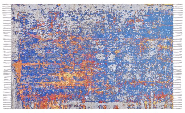 Koberec viacfarebný polyester a bavlna 140 x 200 cm ručne tkaný s abstraktným tlačeným vzorom