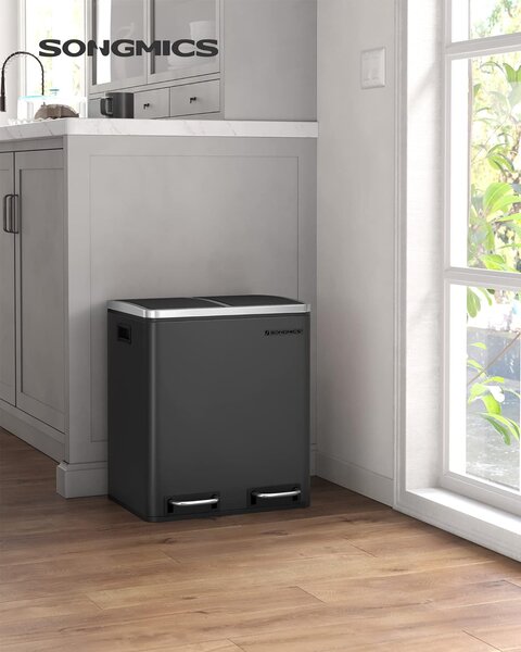 SONGMICS Odpadkový kôš na triedený odpad Bins 30 L antracit