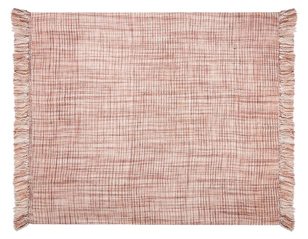 Deka hnedá biela akryl 120 x 150 cm obdĺžnikový tvar kockovaný vzor prikrývka so strapcami boho štýl doplnky