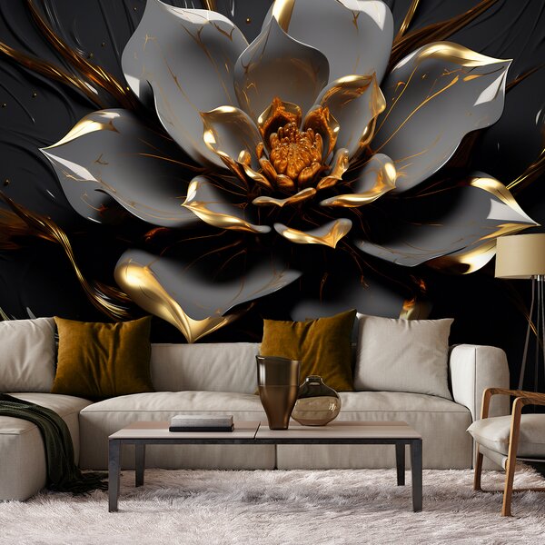 Fototapeta Zlatosivý lotosový kvet Materiál: Vliesová, Rozmery: 200 x 140 cm