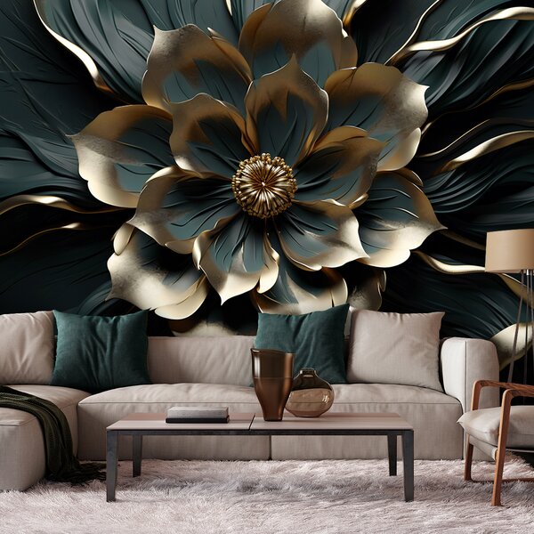 Fototapeta Zlatý kvet v luxusnom štýle Materiál: Vliesová, Rozmery: 200 x 140 cm